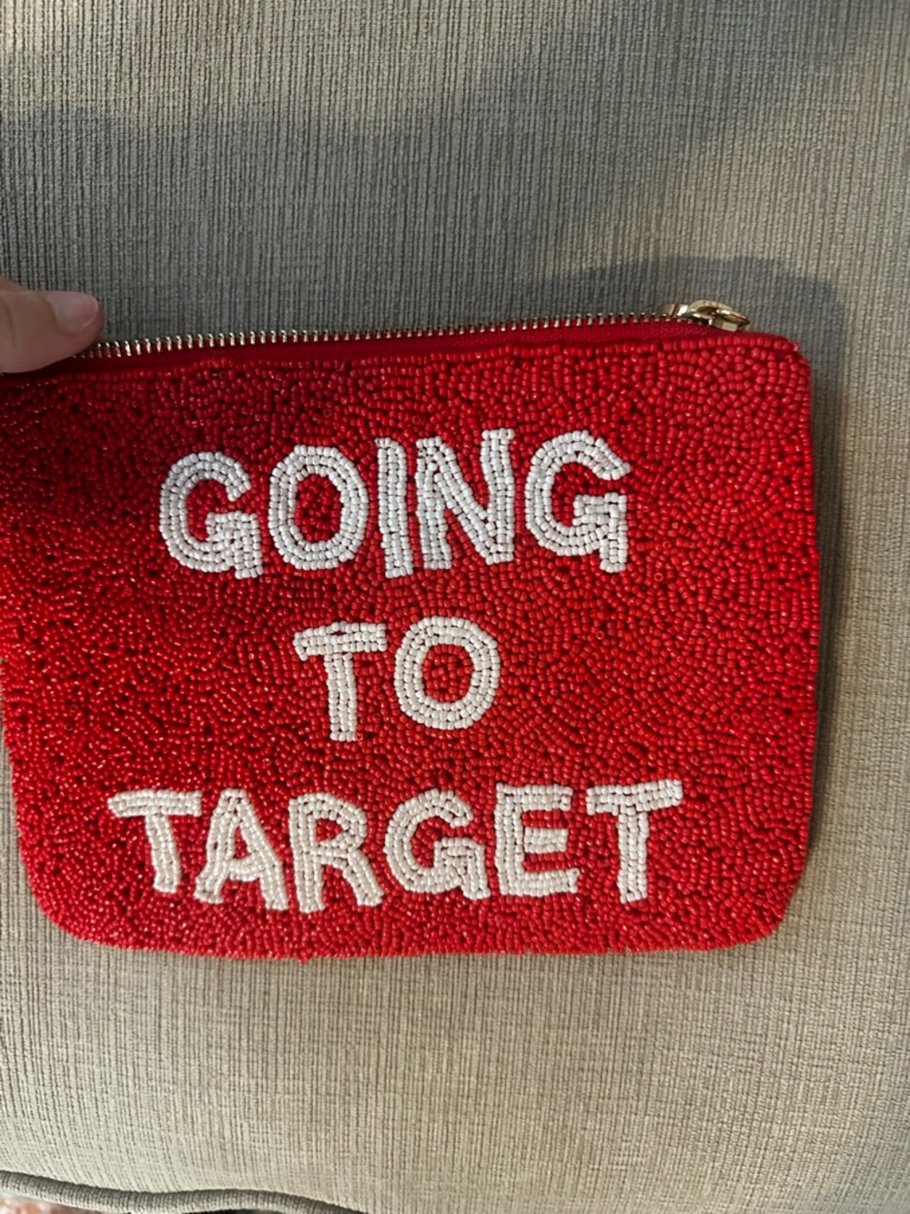 Beaded 'Going to Target' Red Pouch